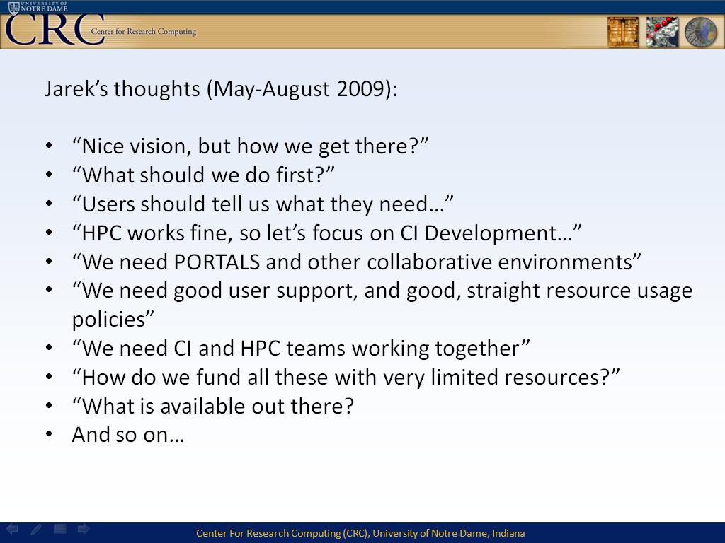 Jarek’s thoughts (May-August 2009)