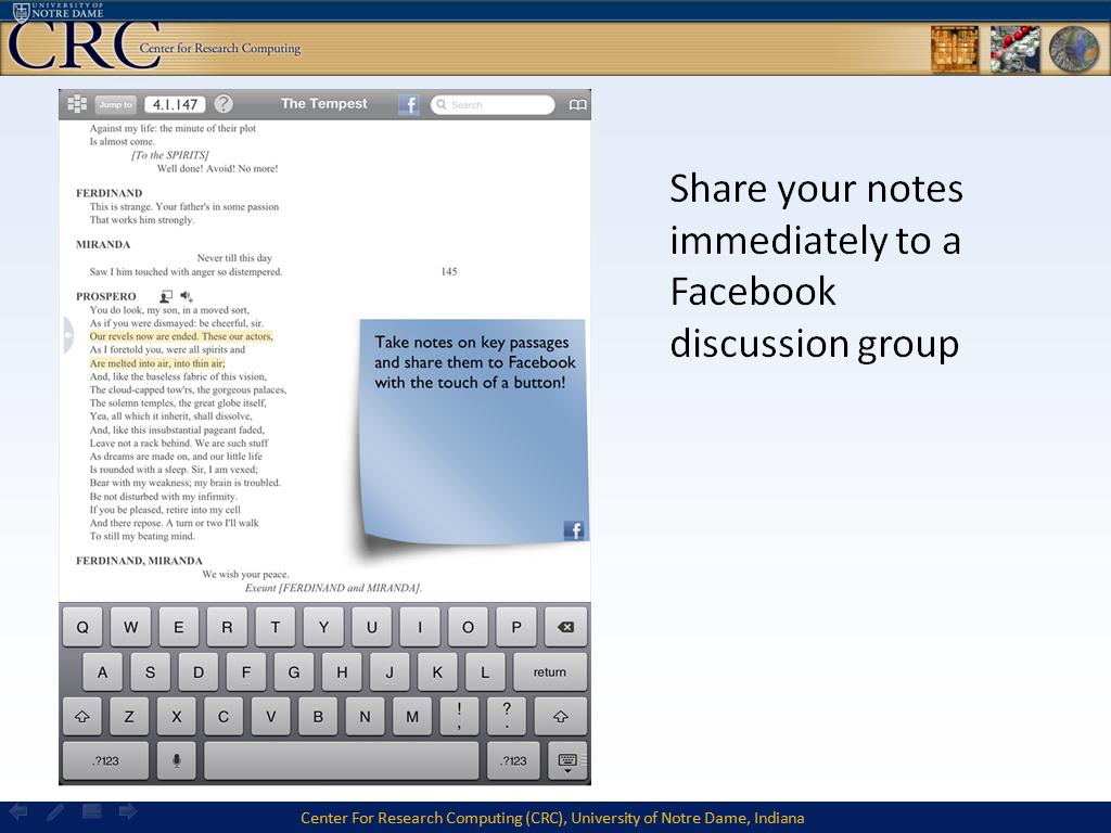 Share your notes immediately to a Facebook discussion group