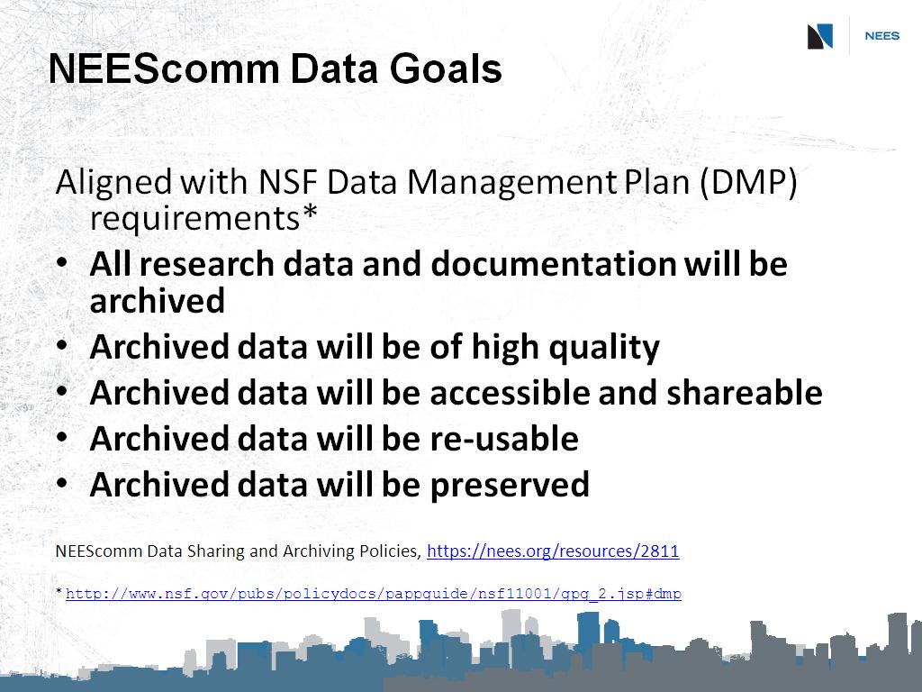 NEEScomm Data Goals