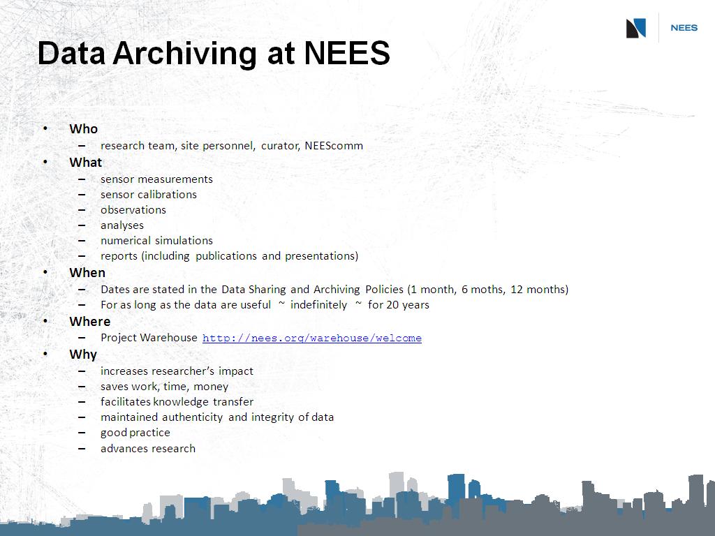 Data Archiving at NEES