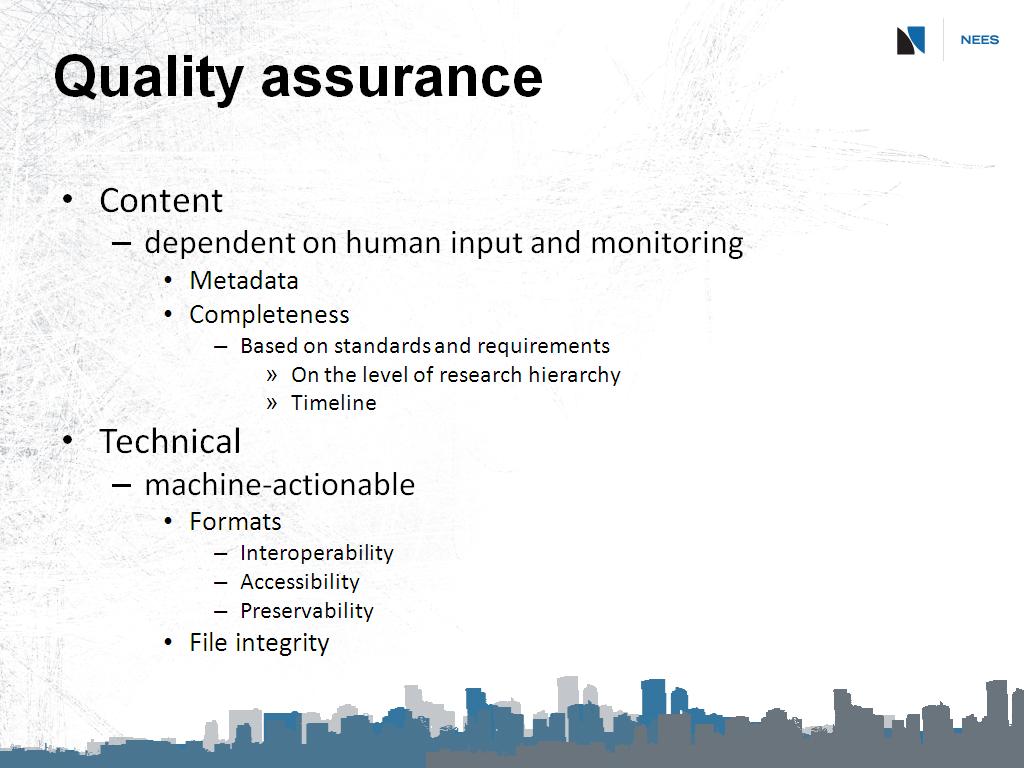 Quality assurance