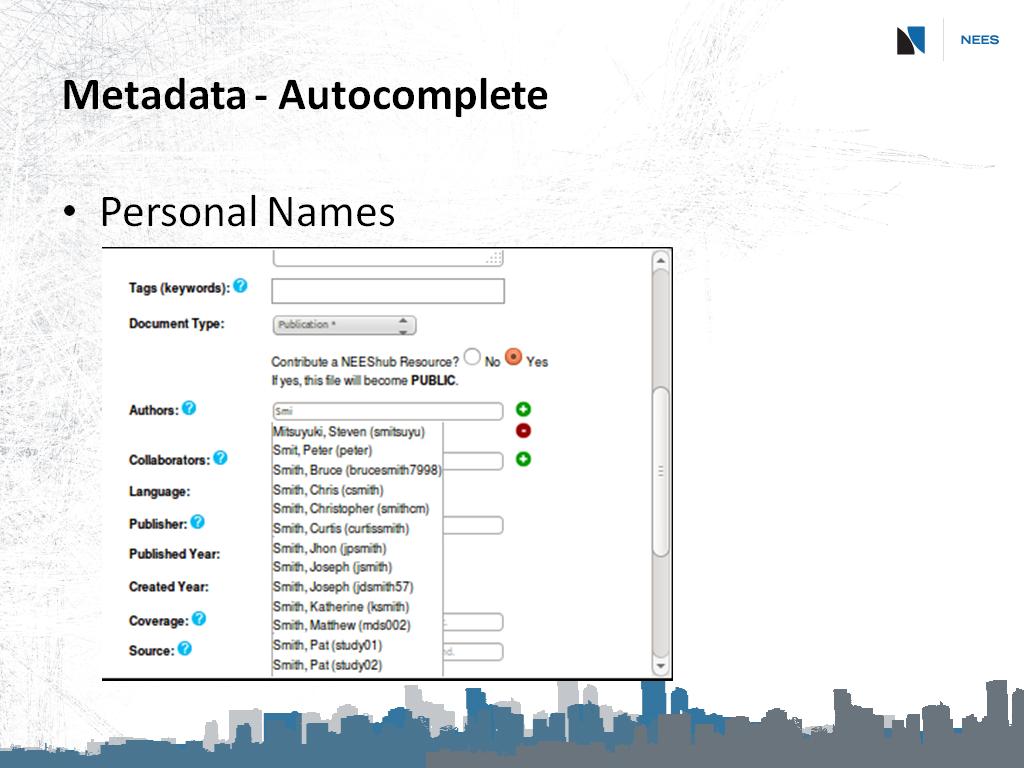 Metadata - Autocomplete