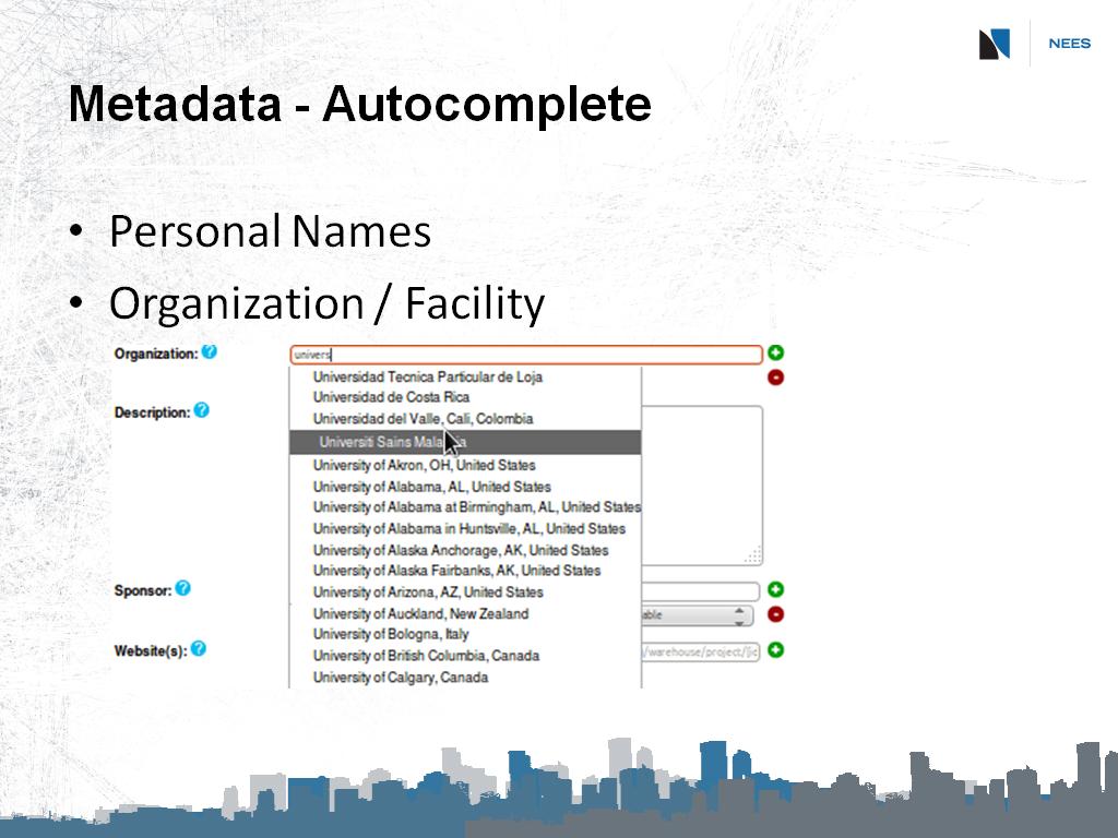 Metadata - Autocomplete