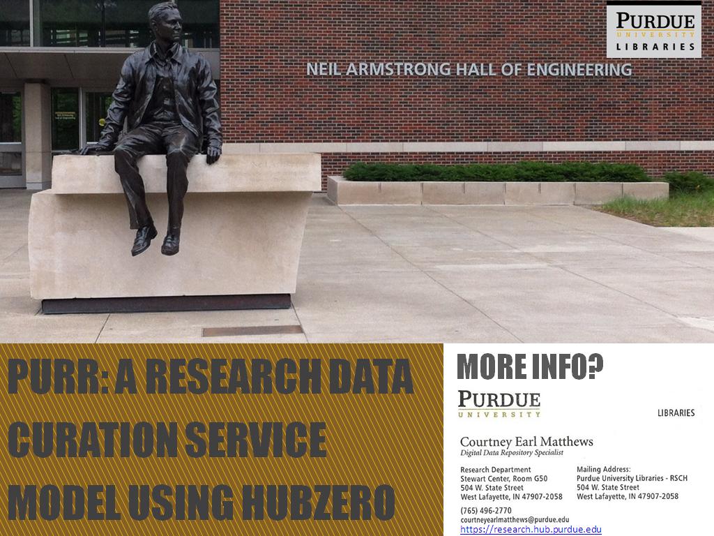 PURR: A research Data Curation Service Model Using Hubzero