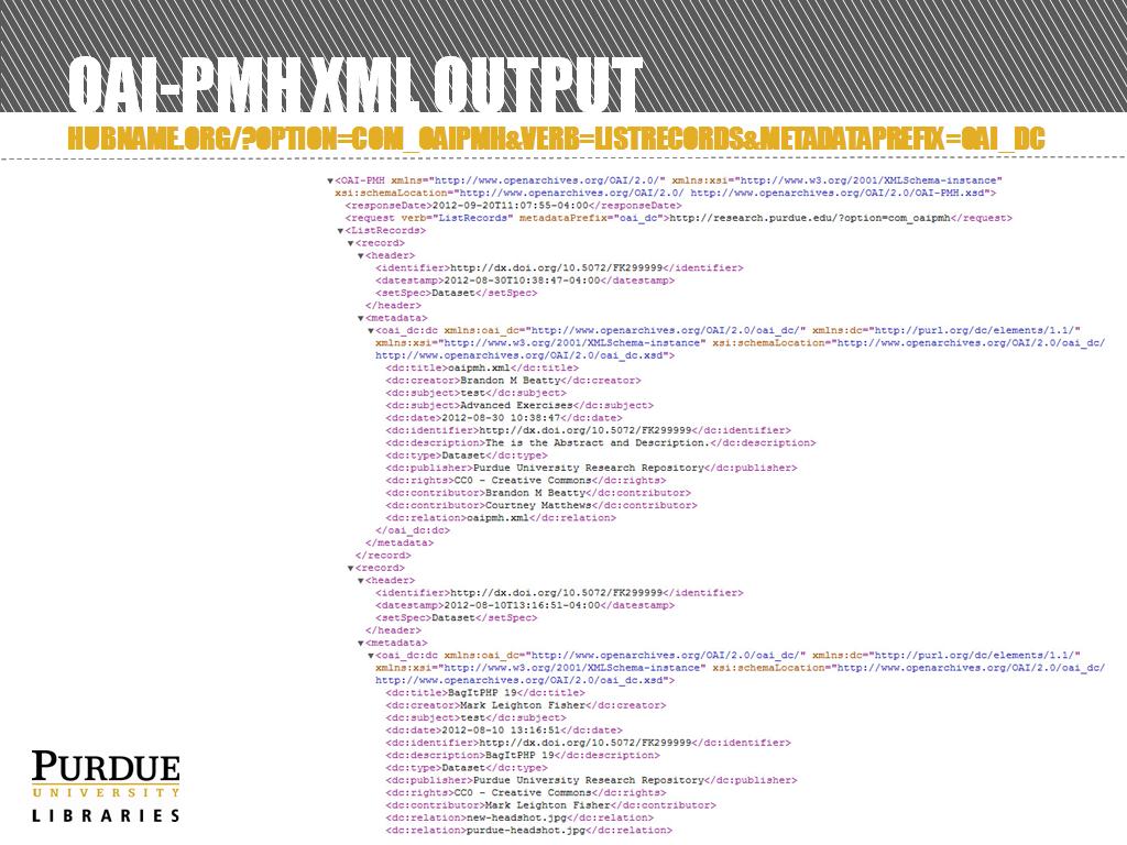 OAI-PMH XML Output