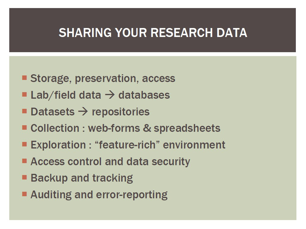 SHARING YOUR RESEARCH DATA