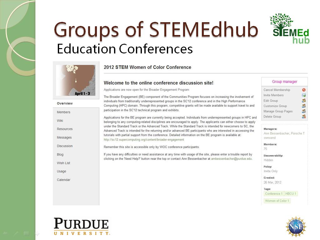 Groups of STEMEdhub