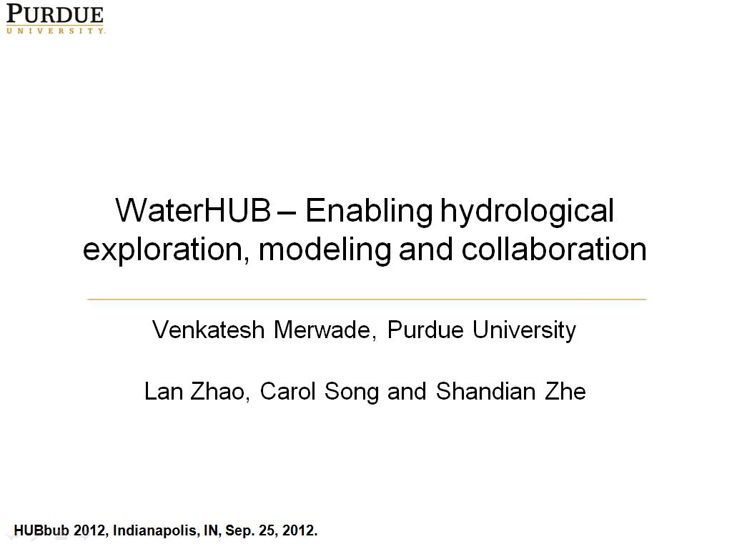 WaterHUB – Enabling hydrological exploration, modeling and collaboration