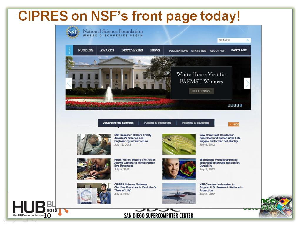 CIPRES on NSF’s front page today!