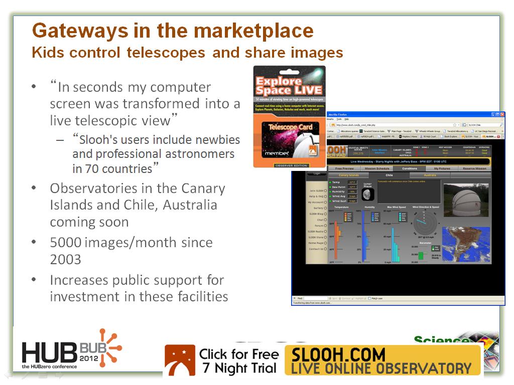 Gateways in the marketplace Kids control telescopes and share images