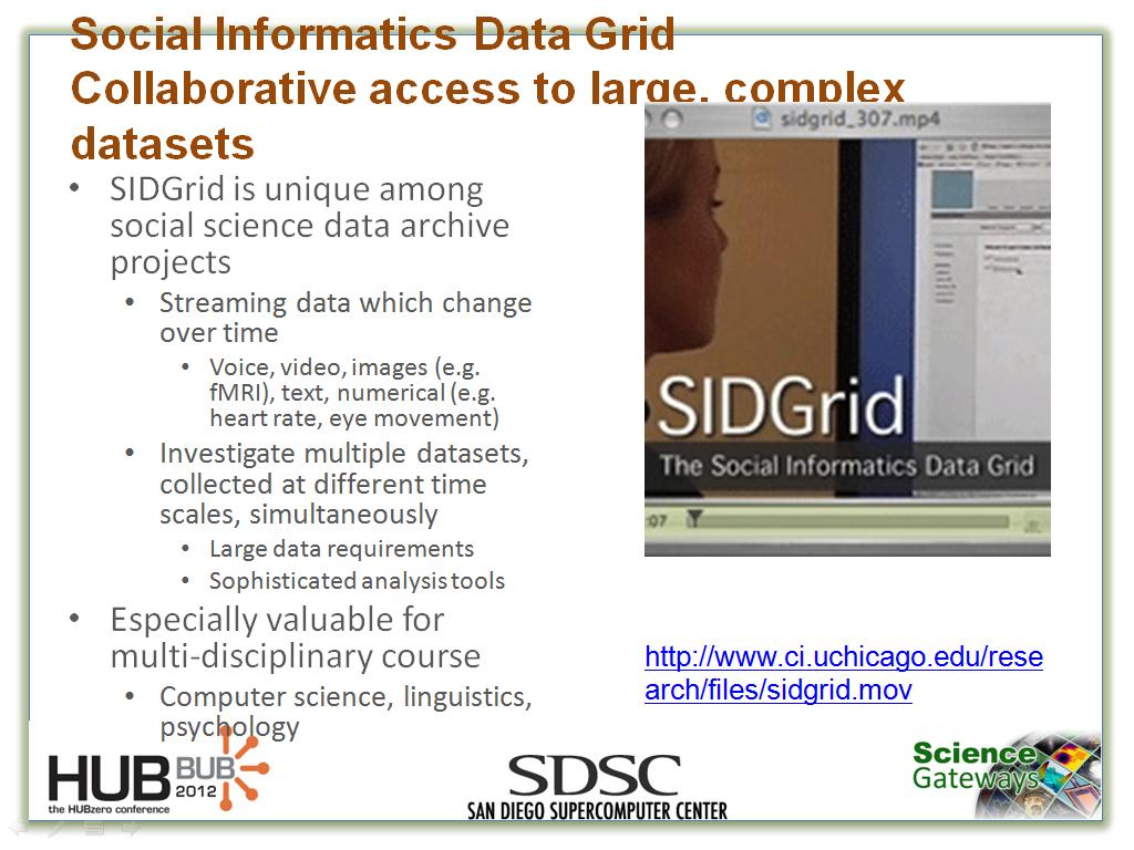 Social Informatics Data Grid Collaborative access to large, complex datasets