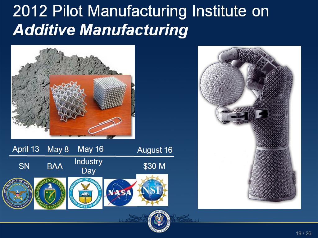 2012 Pilot Manufacturing Institute on Additive Manufacturing