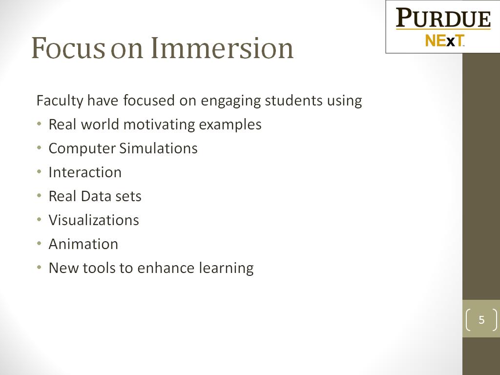 Focus on Immersion