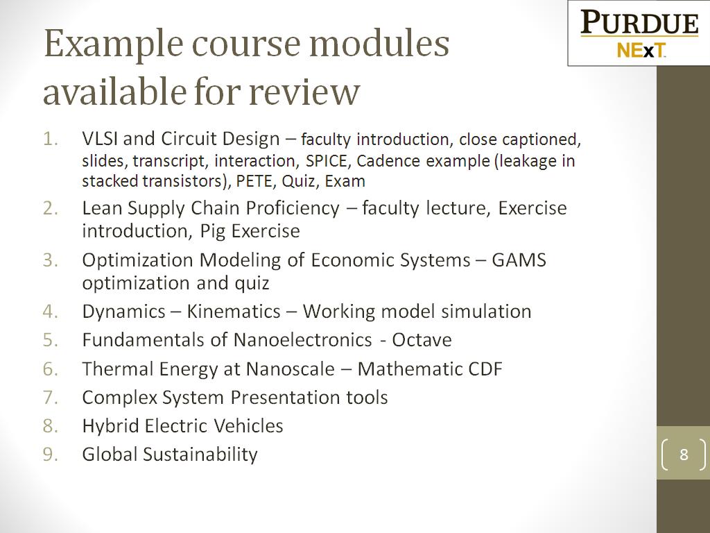 Example course modules available for review