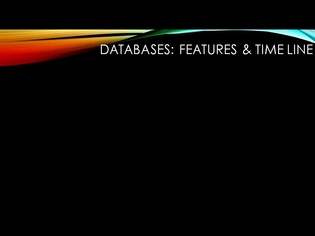 Databases: Features & Time LINE