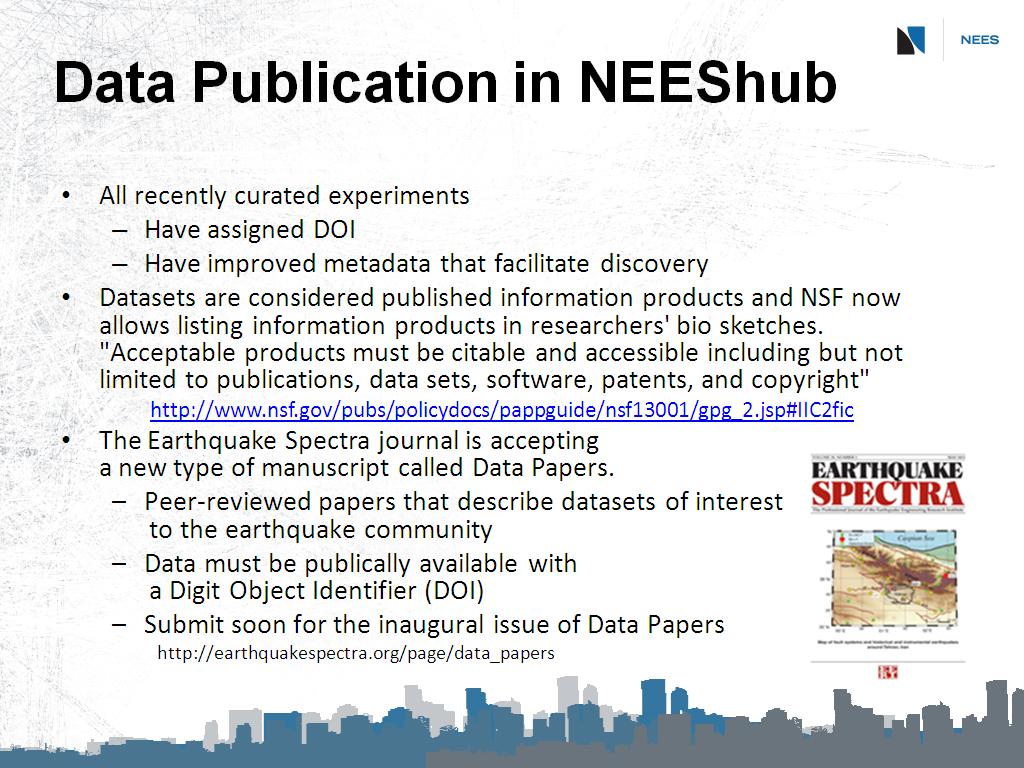Data Publication in NEEShub