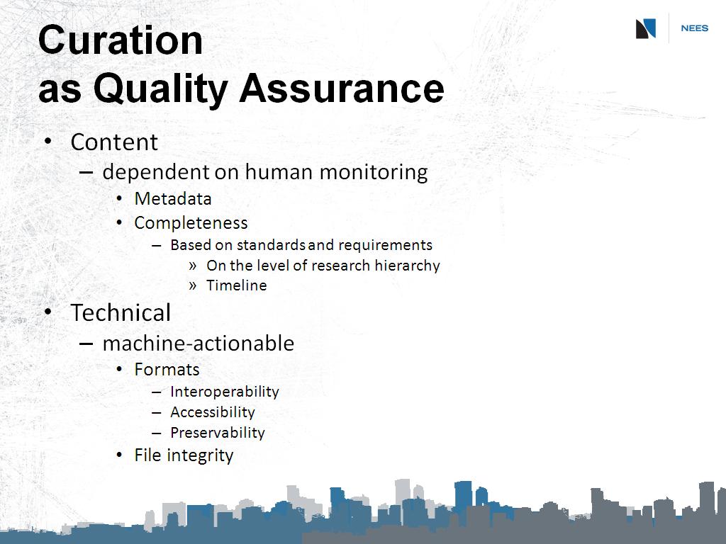 Curation as Quality Assurance