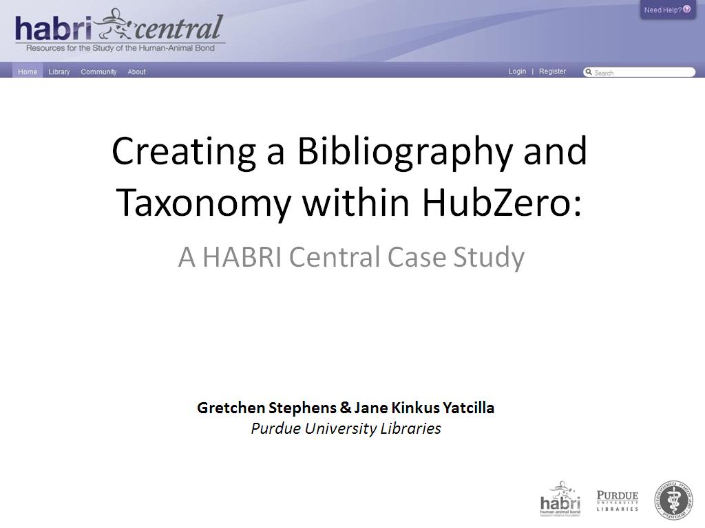 Creating a Bibliography and Taxonomy within HubZero: