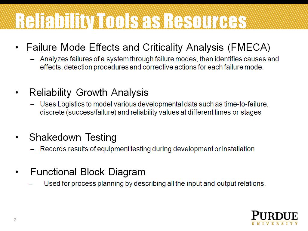 Reliability Tools as Resources