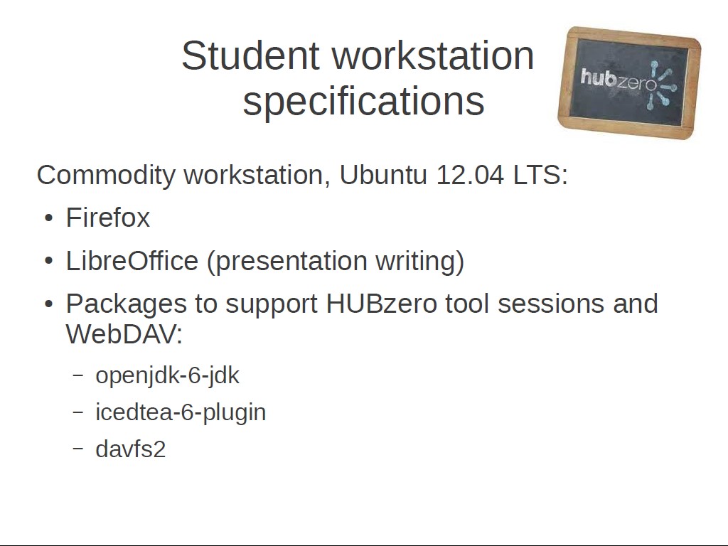 Student Workstation Specifications