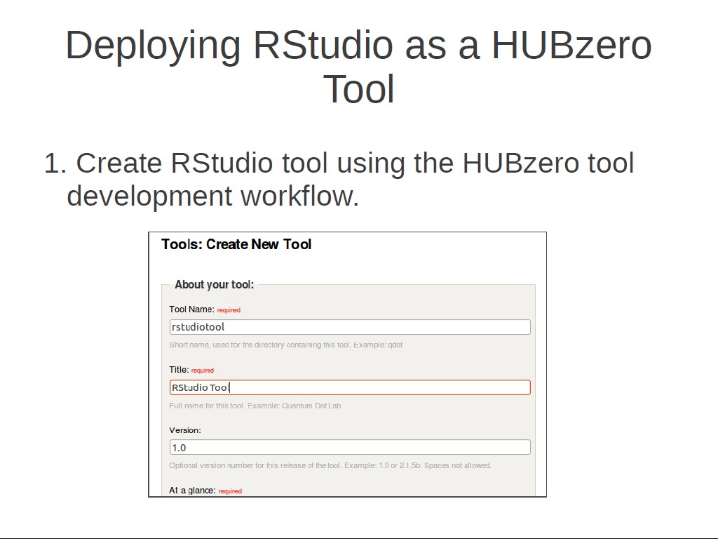 Deploying RStudio as a HUBzero