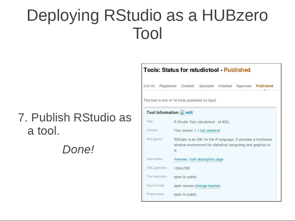 Deploying RStudio as a HUBzero Tool