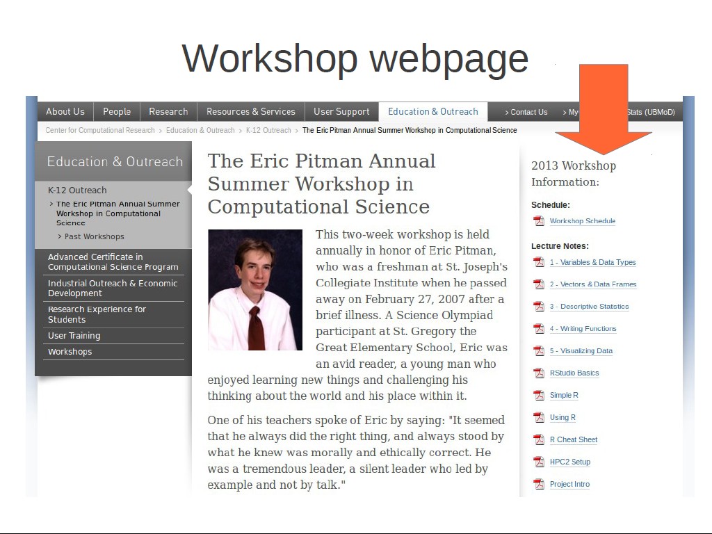 Workshop webpage