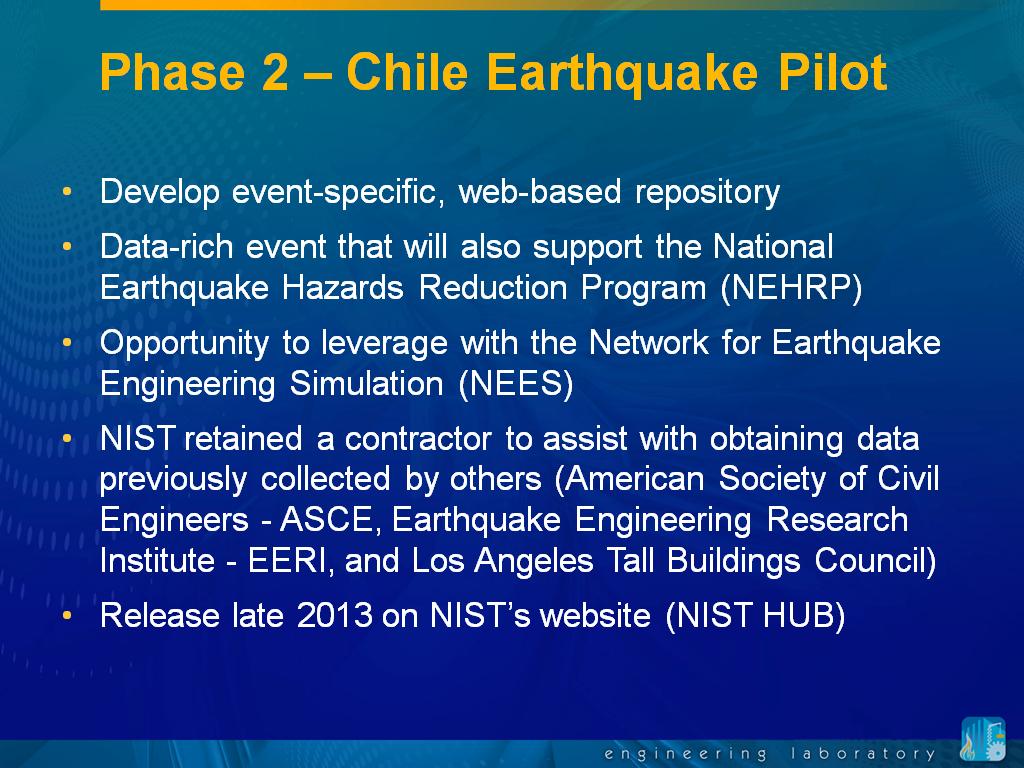 Phase 2 – Chile Earthquake Pilot