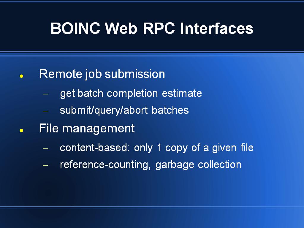 BOINC Web RPC Interfaces