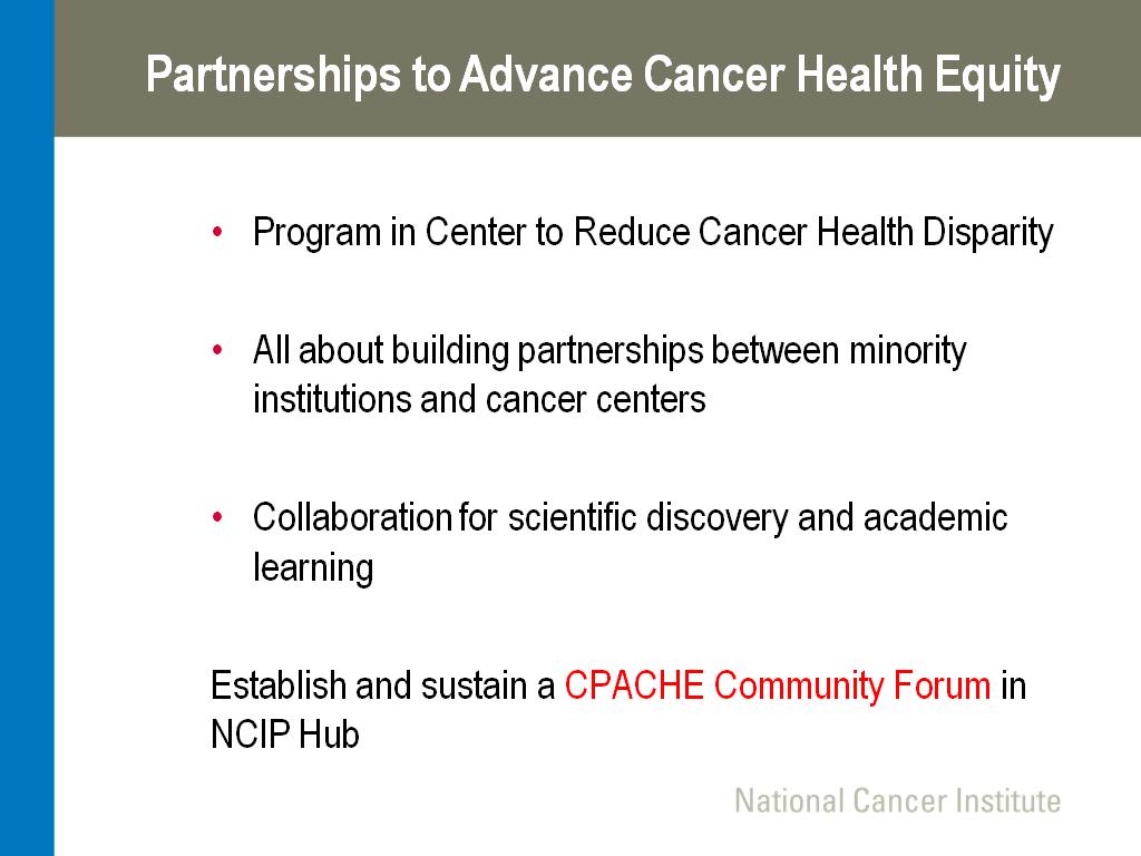 Partnerships to Advance Cancer Health Equity