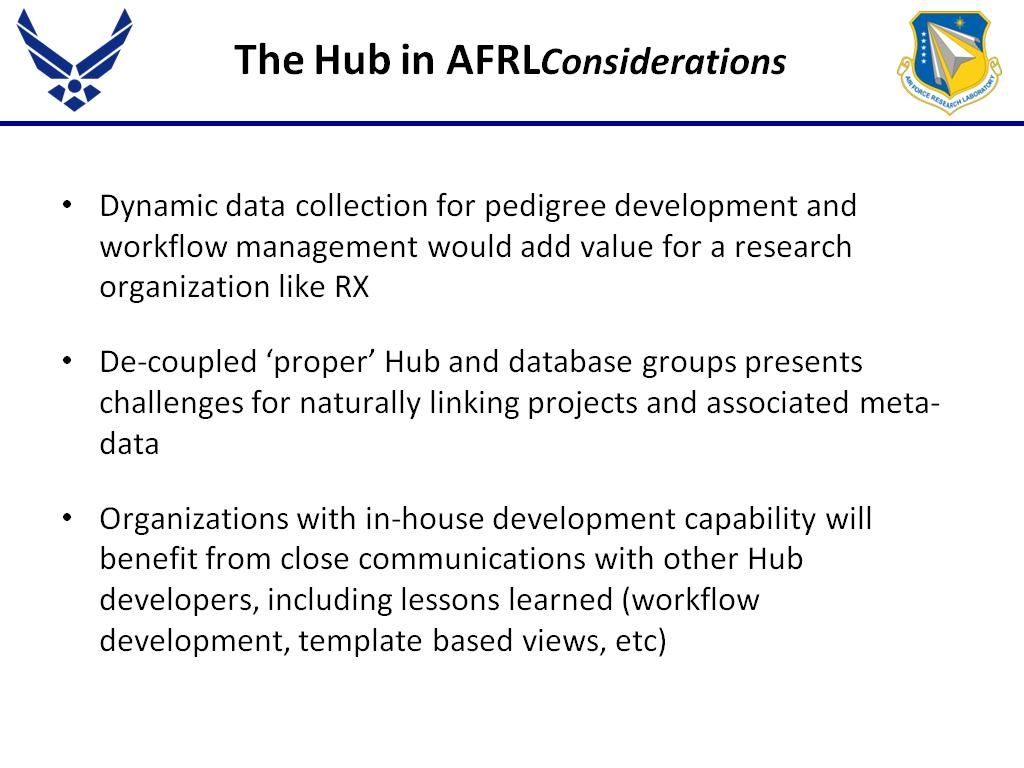 The Hub in AFRLConsiderations