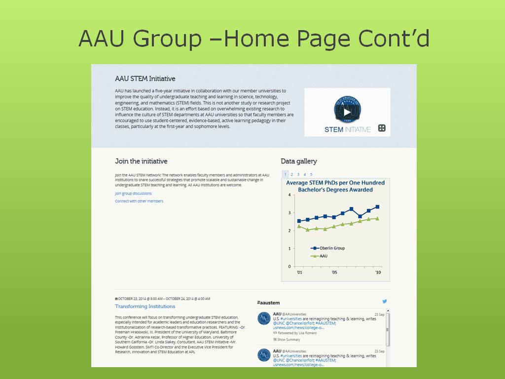 AAU Group –Home Page Cont'd
