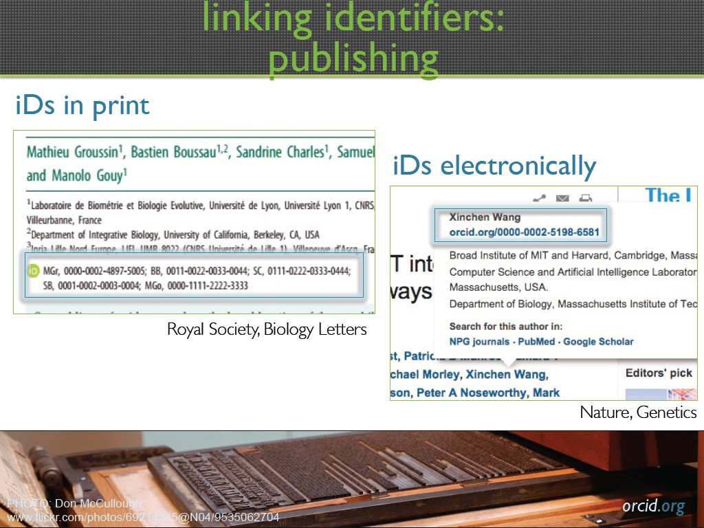 linking identifiers: publishing