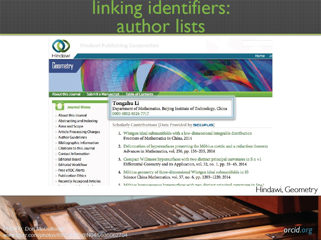 linking identifiers: author lists