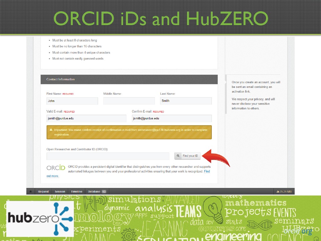 ORCID iDs and HubZERO