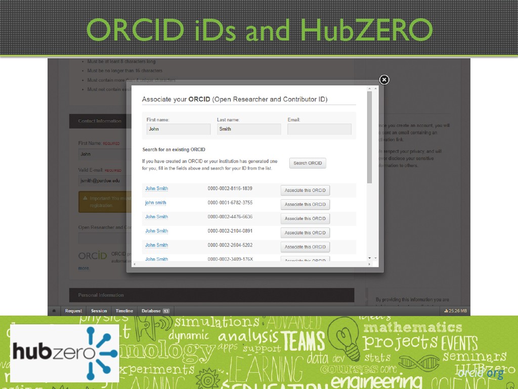 ORCID iDs and HubZERO