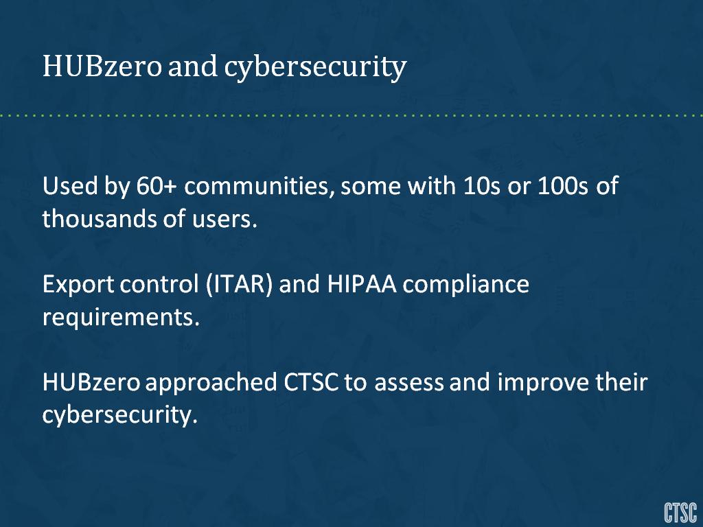 HUBzero and cybersecurity