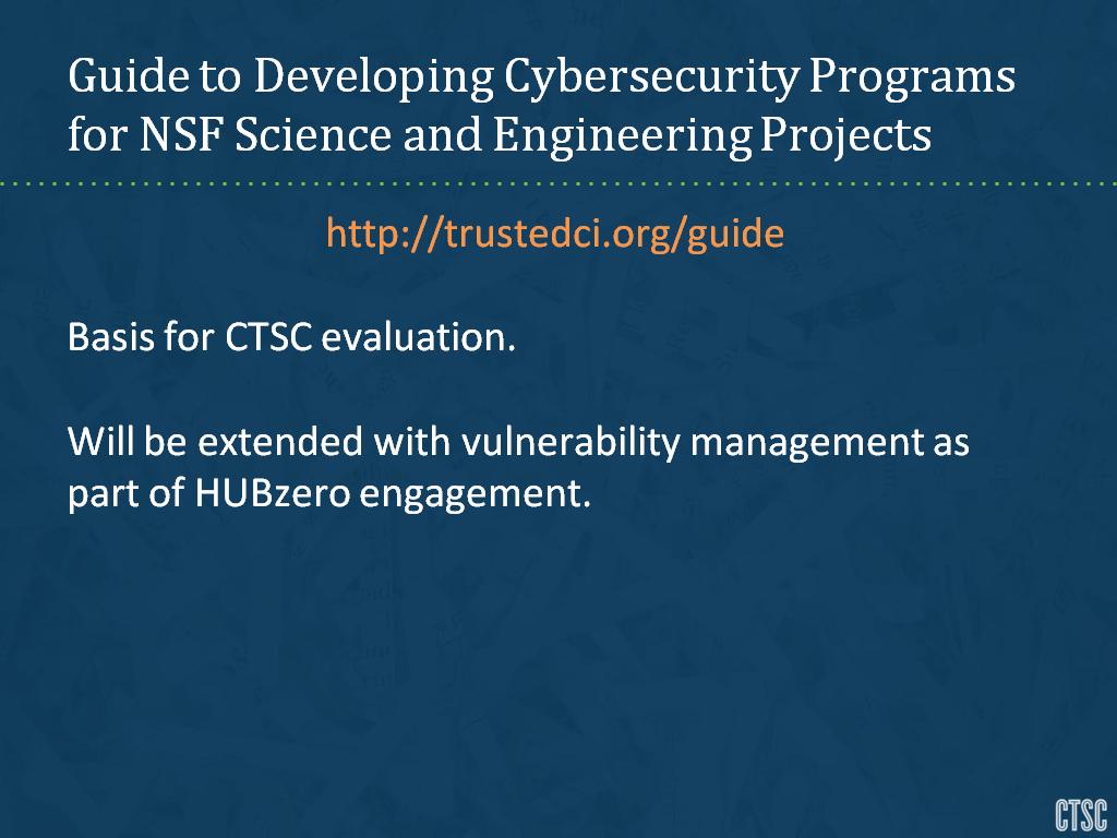 Guide to Developing Cybersecurity Programs for NSF Science and Engineering Projects