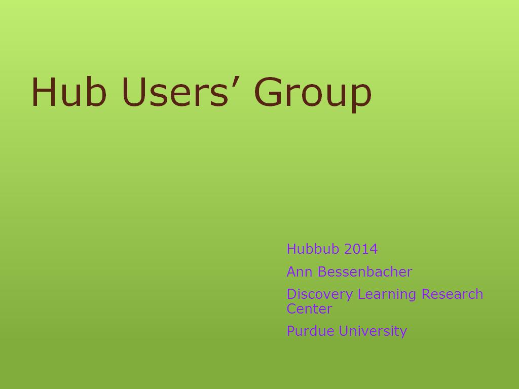 Hub Users' Group