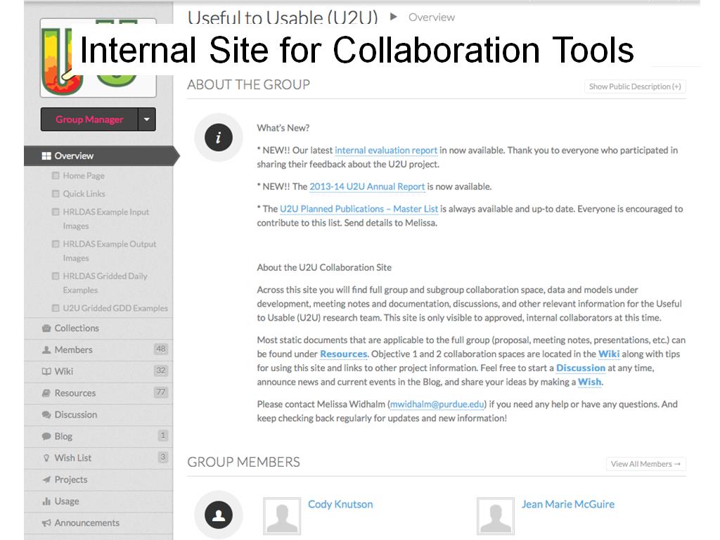 Internal Site for Collaboration Tools
