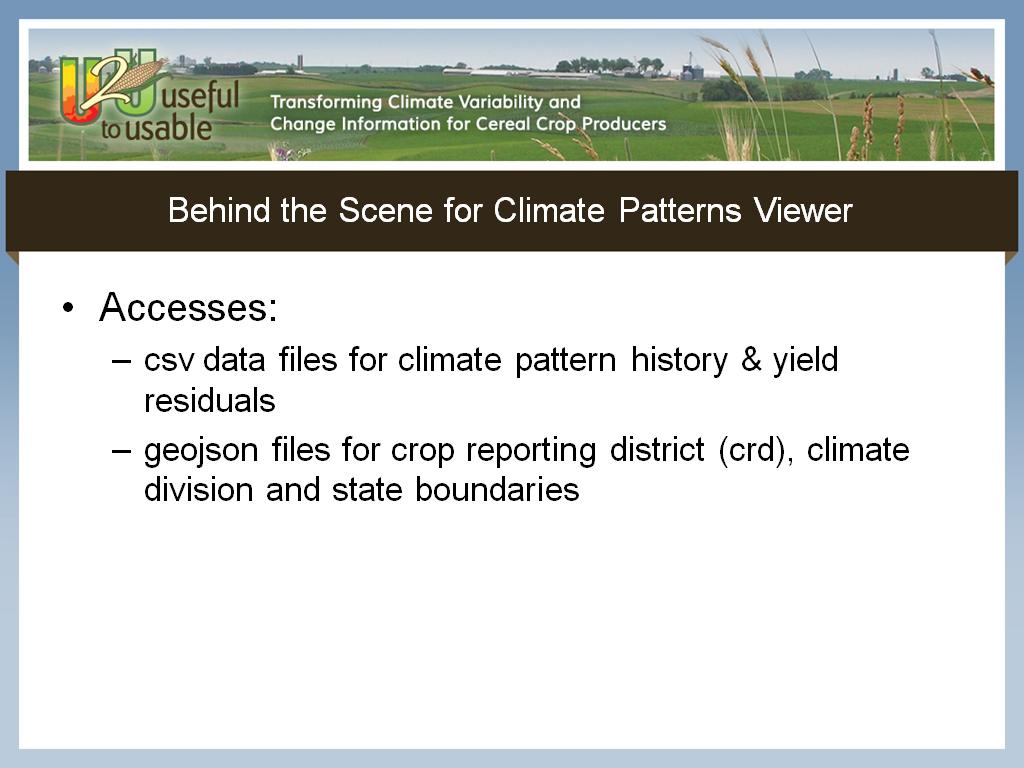 Behind the Scene for Climate Patterns Viewer