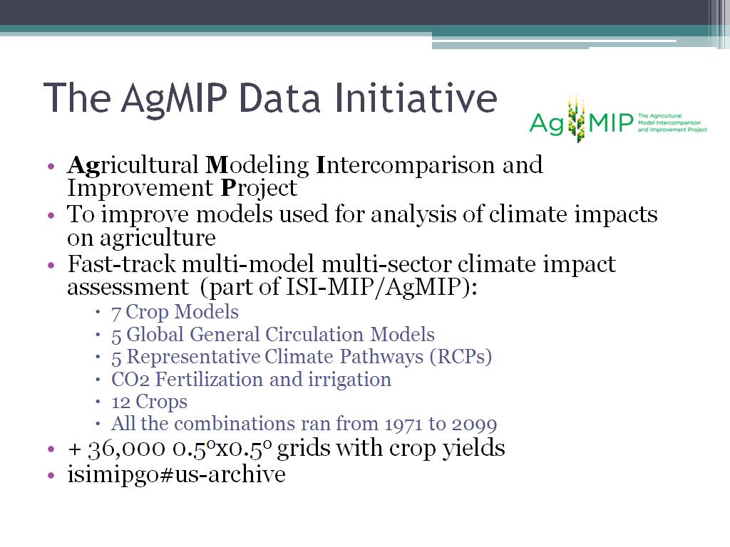 The AgMIP Data Initiative