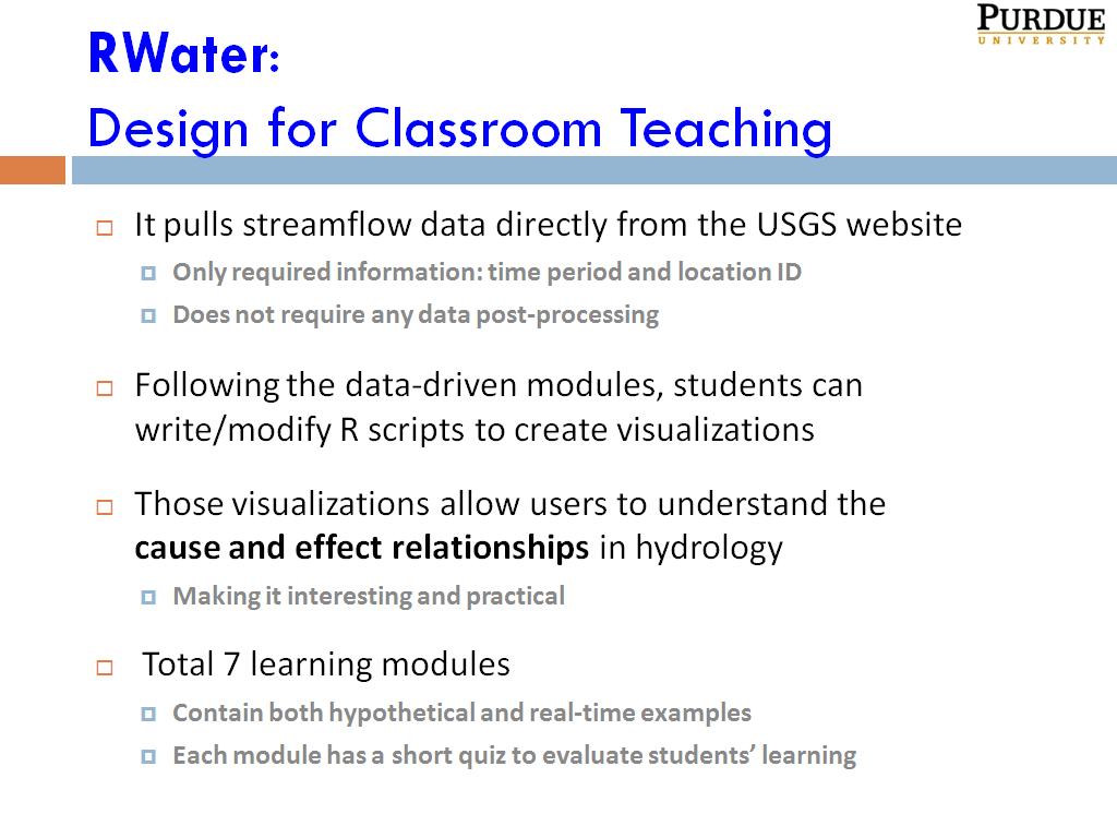RWater: Design for Classroom Teaching