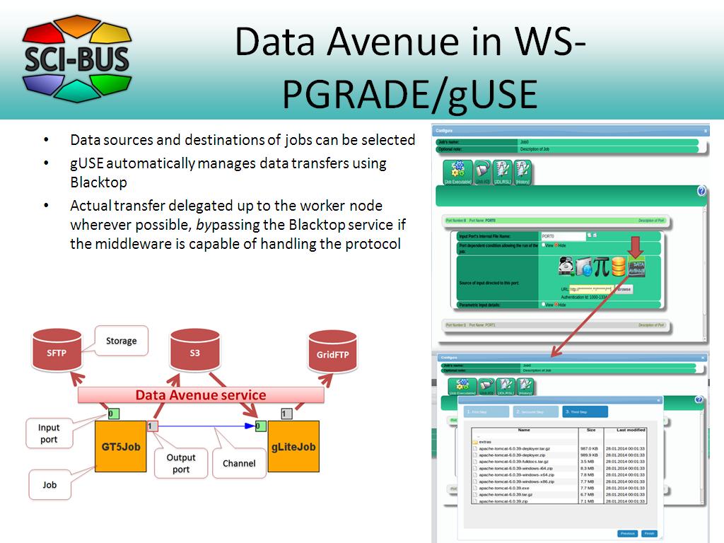 Data Avenue in WS-PGRADE/gUSE